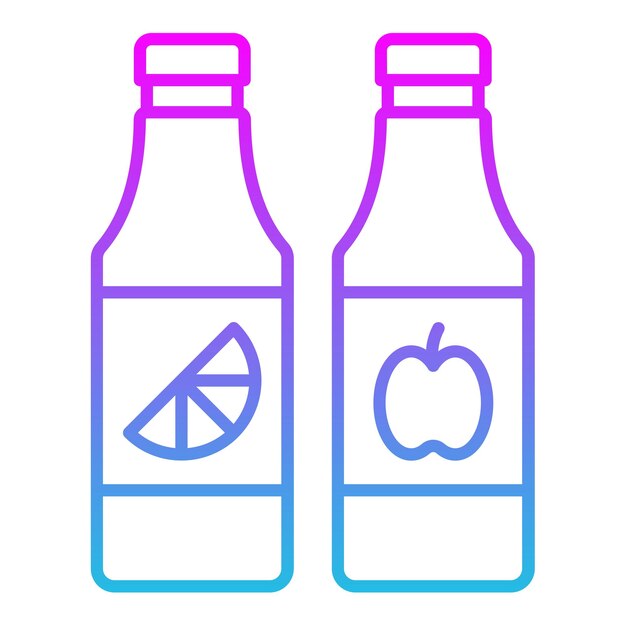 dos botellas de jugo de manzana se muestran con una hoja en el medio