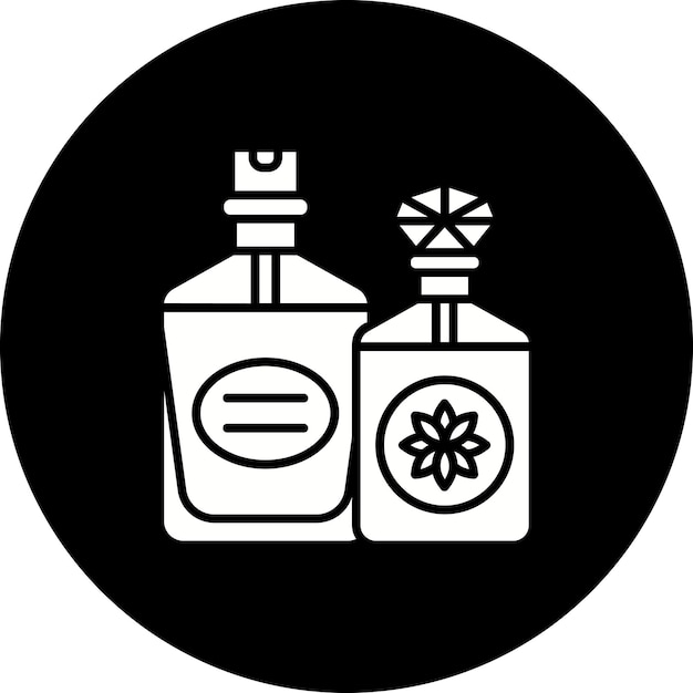 dos botellas de perfume se muestran en un círculo