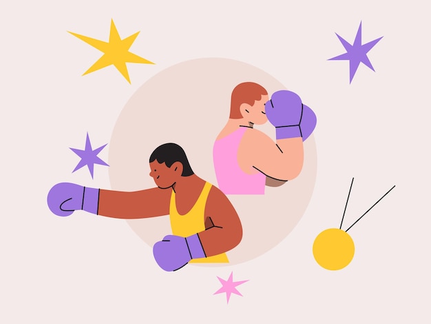 dos boxeadores están luchando en un círculo con estrellas y un círculo de estrellas