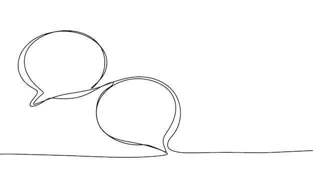 Dos burbujas de habla una línea continua dos arte de líneas de burbuja de habla arte vectorial dibujado a mano
