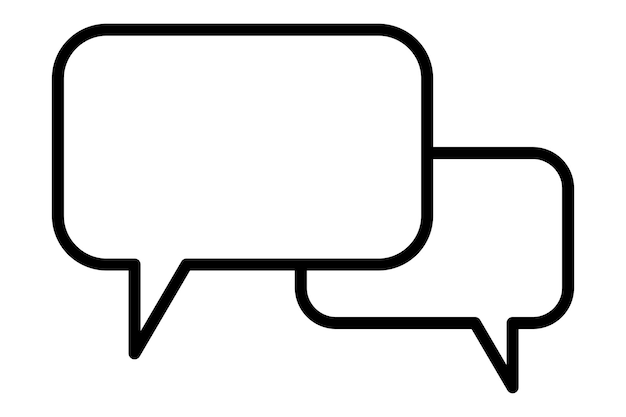 Dos burbujas de habla Símbolo del icono de conversación Ilustración vectorial del contorno