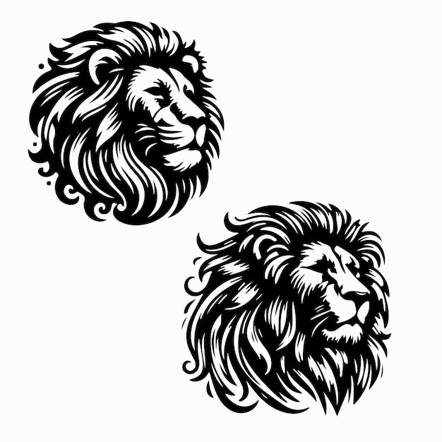 dos cabezas de león con las palabras " león " en el frente