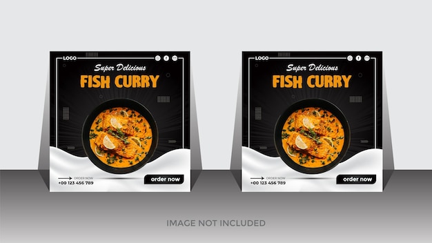 Dos cajas de comida que dicen curry de pescado.