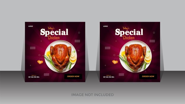 Dos cajas de comida que dicen pollo especial.