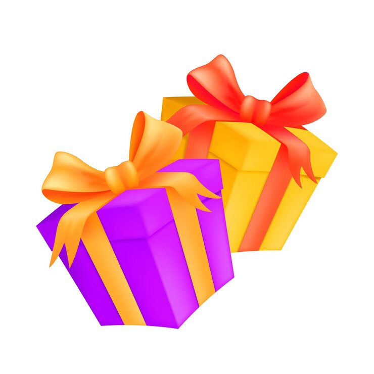 Vector dos cajas de regalo con lazos y cintas doradas y rojas. ilustración de cartón envuelto presenta aislado sobre fondo blanco.
