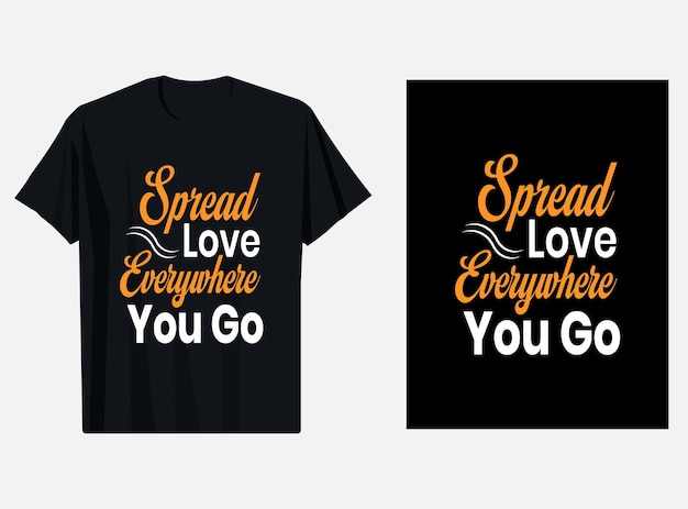 dos camisas negras con letras naranjas y amarillas que dicen difundir el amor que vas