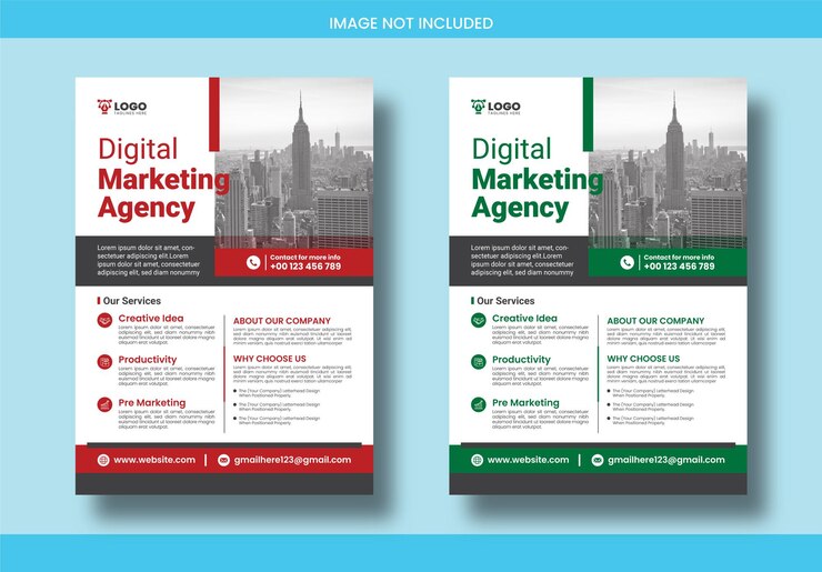 Dos carteles para una agencia de marketing digital Plantilla de diseño de volante