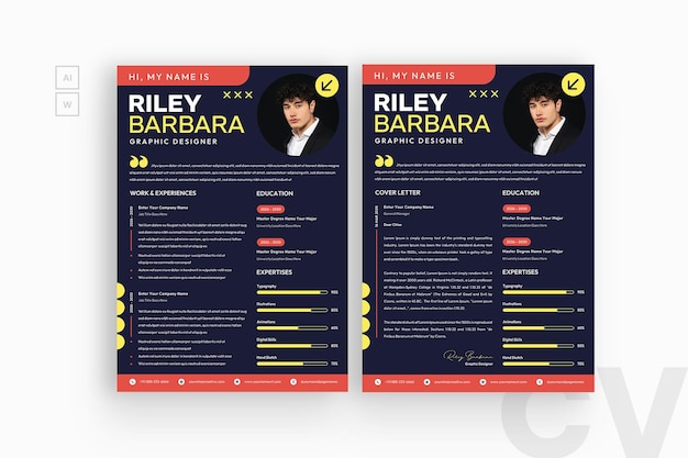 dos carteles para una mujer y un hombre con un círculo amarillo en el frente