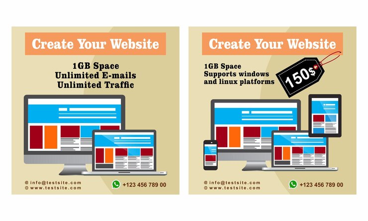 Vector dos carteles que dicen que su sitio web puede ser utilizado para hacer su web
