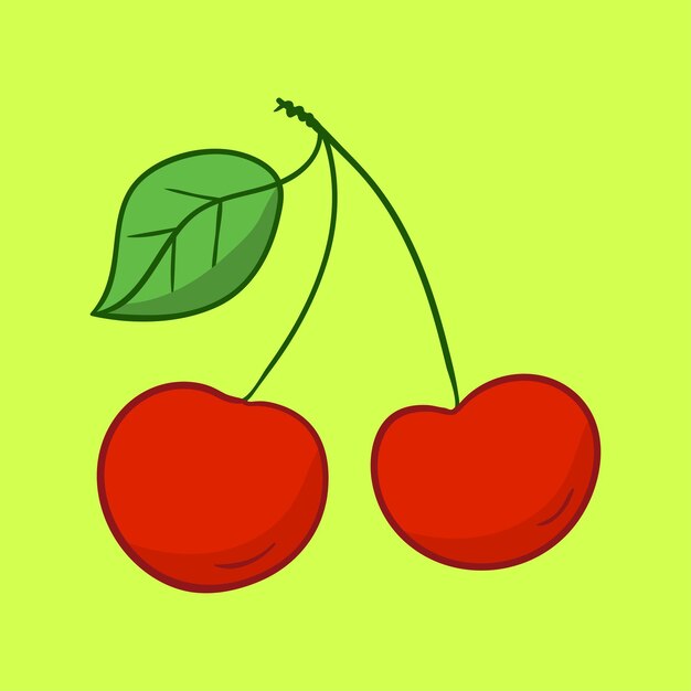 dos cerezas concepto aislado vector de estilo de dibujos animados plano