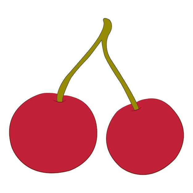Dos cerezas en un fondo blanco aislado