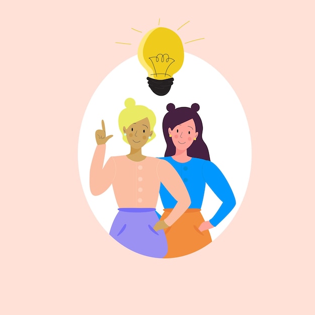 A dos chicas, una mujer rubia y morena, se le ocurrió una idea.
