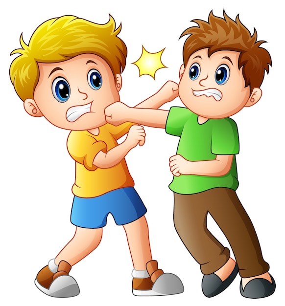 Dos chicos peleando