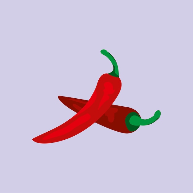 Dos chiles rojos un elemento de especia culinaria ilustración plana chile rojo