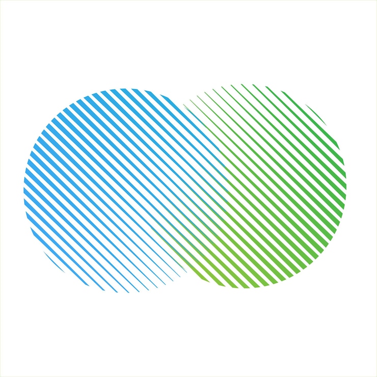 Vector dos círculos con transición logotipo simple abstracto para aplicación o negocio
