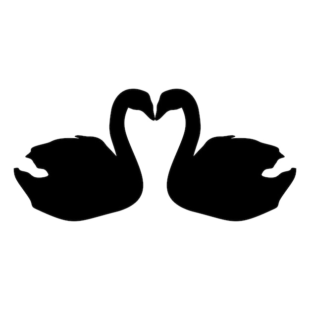 dos cisnes en forma de corazón y sus cuellos