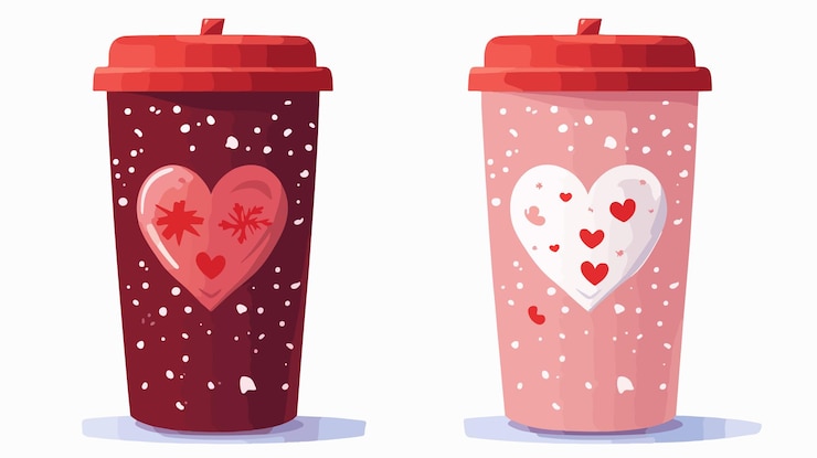 Vector dos contenedores de plástico con corazones y un corazón rojo en ellos
