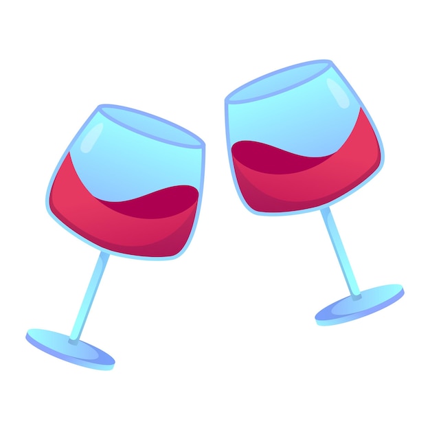 Vector dos copas de vino aisladas sobre un fondo blanco