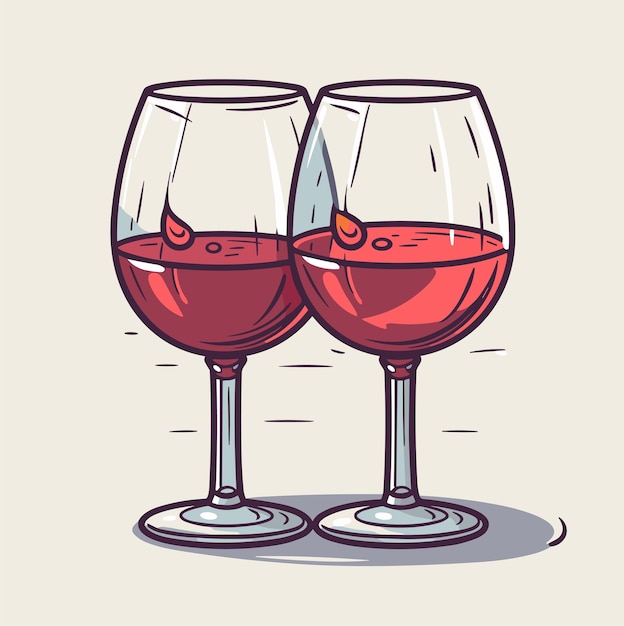 Vector dos copas de vino tinto icono ilustración vectorial