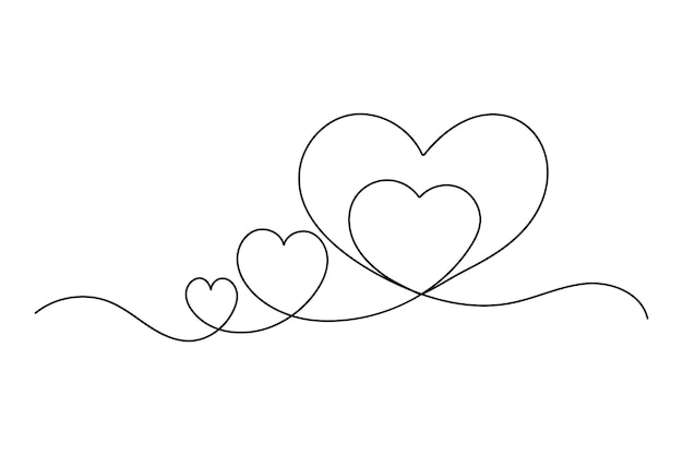 Dos corazones continuos dibujando una línea Ilustración minimalista