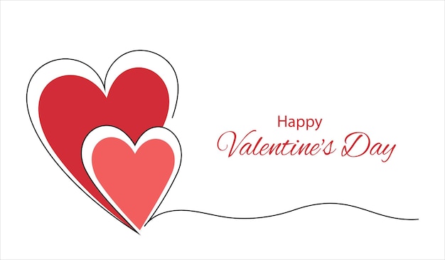 Dos corazones dibujados en una línea continua y la inscripción Feliz Día de San Valentín