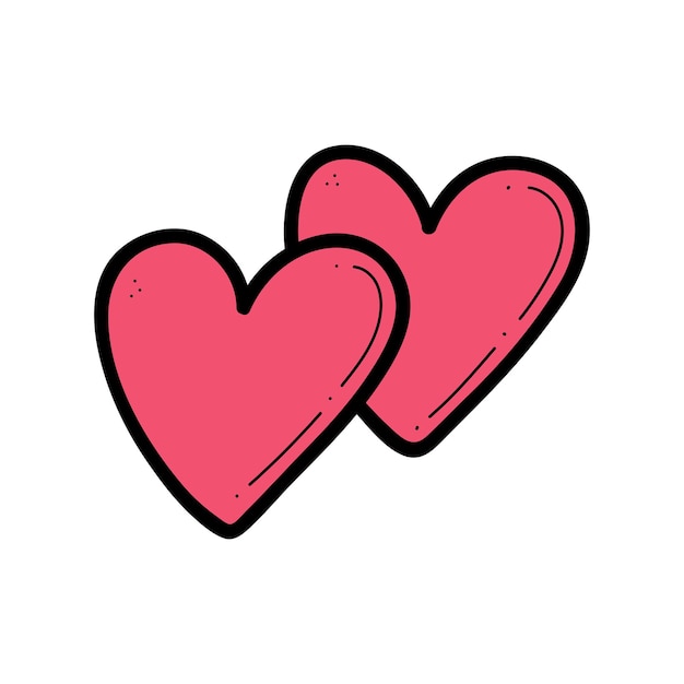 Dos corazones pareja vector dibujado a mano ilustración