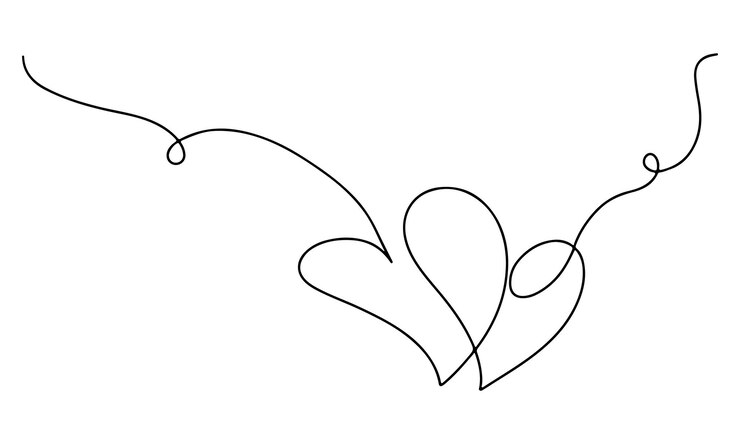 Vector dos corazones en una sola línea continua estilo dibujado a mano ilustración vectorial aislada en blanco