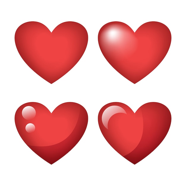 Dos corazones Vector rojo corazón 3D aislado sobre fondo blanco