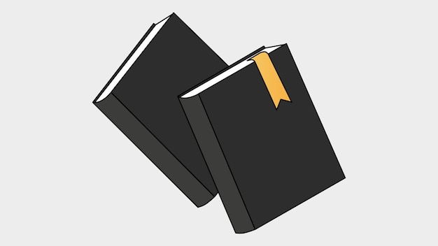 Vector dos cuadernos negros con un marcador amarillo