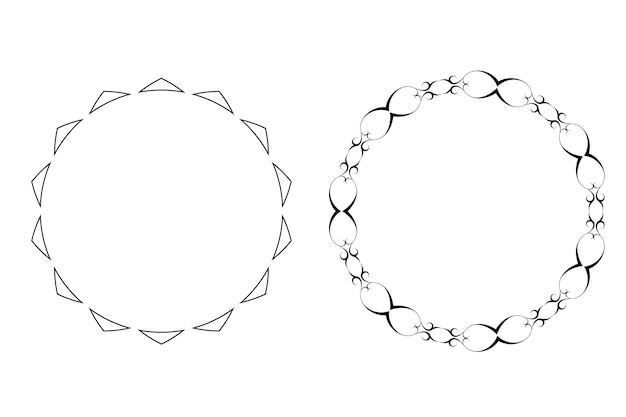 Dos diseños de marco circular con elementos geométricos