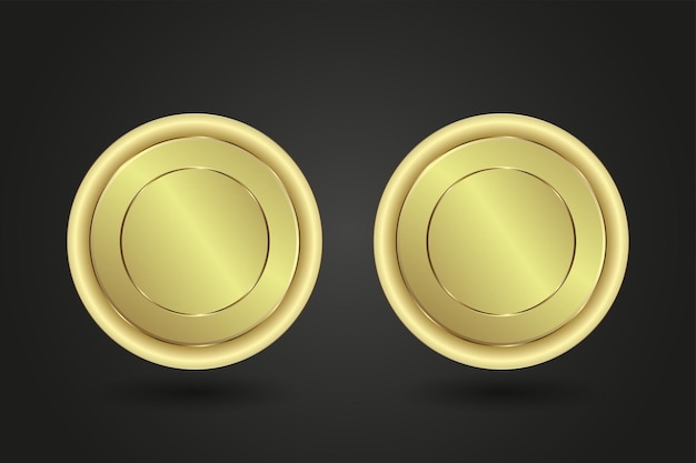 Dos emblemas dorados circulares con capas concéntricas sobre un elegante fondo negro El diseño exuda elegancia y prestigio, lo que lo hace ideal para marcas de lujo