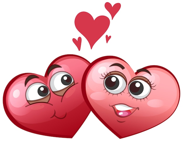 Dos emoticonos de corazón enamorados