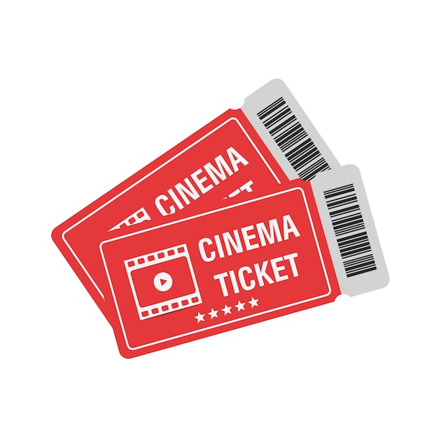 Dos entradas de vector de cine rojo aisladas sobre fondo blanco Plantilla de entrada de cine o película realista Vector