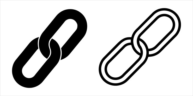 Vector dos eslabones de la cadena representados en blanco y negro con diferentes estilos de diseño