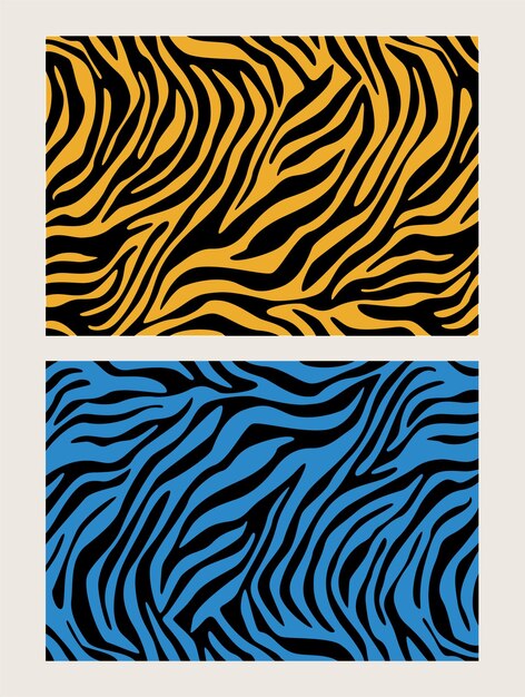 Dos estampados de cebra color dorado y azul.