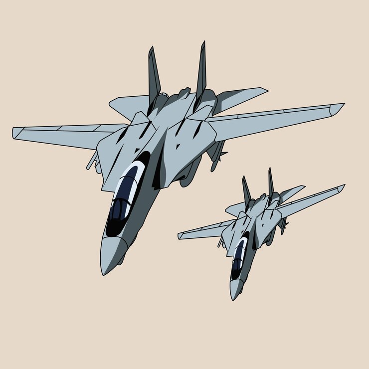 Vector dos f14 tomcat jet fighter vuelo formación vector diseño