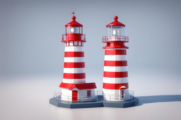 dos faros rojos y blancos con uno que dice el rojo y blanco