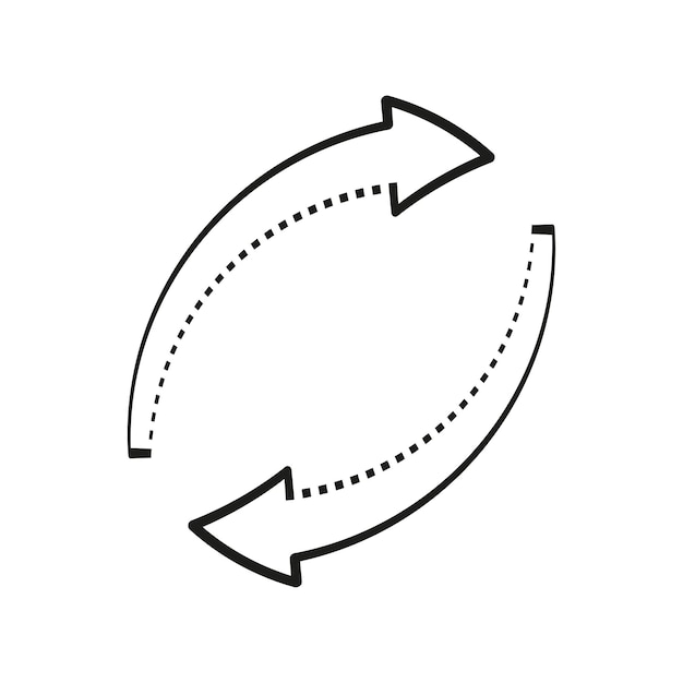 Dos flechas circulares negras. Símbolo de recarga. ilustración vectorial