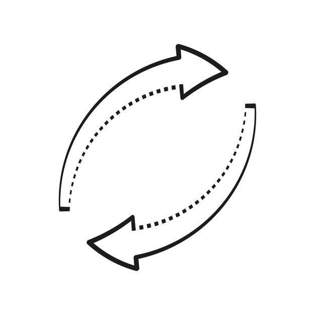 Dos flechas circulares negras. Símbolo de recarga. ilustración vectorial