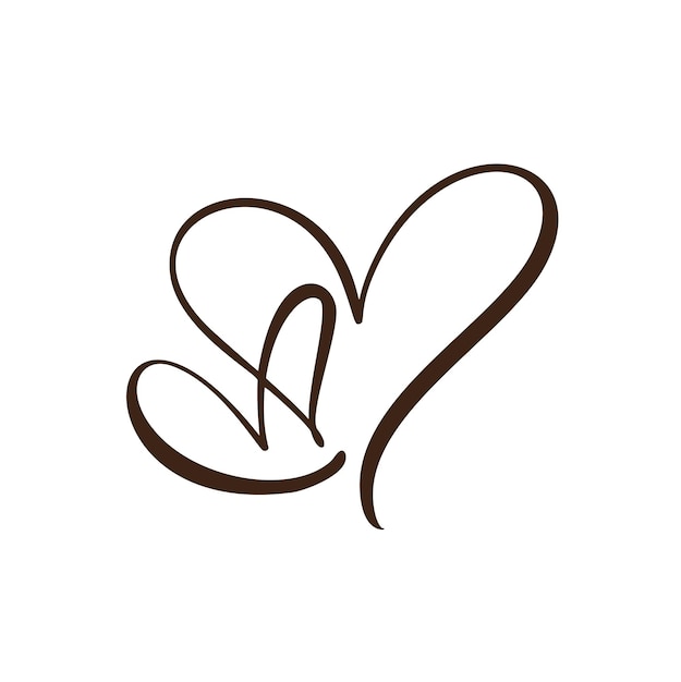 Dos florecer corazones dibujados a mano Corte vectorial vacaciones vinculadas Tarjeta de San Valentín caligrafía de amor hecha a mano