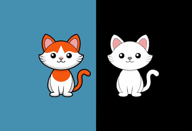 dos gatos de diferentes colores están uno al lado del otro y uno tiene un fondo azul
