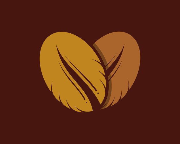 Dos granos de café forman una forma de amor.