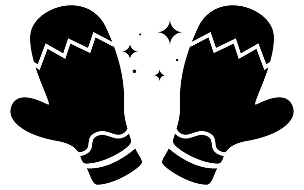 Dos guantes con una estrella en la parte superior de ellos Classic Holiday Spirit Iconos de Navidad en blanco y negro