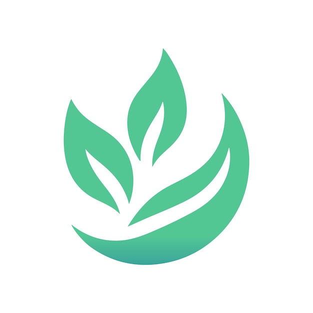Dos hojas verdes con forma curva para el diseño del logotipo naturaleza forma del logotipo
