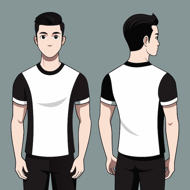dos hombres en una camisa azul y blanca con uno vestido de blanco y negro