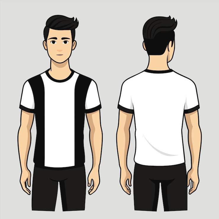 Vector dos hombres en una camisa azul y blanca con uno vestido de blanco y negro
