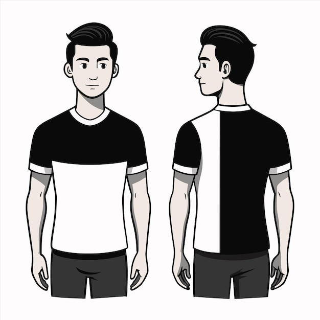 dos hombres en una camisa azul y blanca con uno vestido de blanco y negro