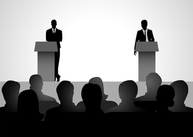 Dos hombres deciden debatir en el podio
