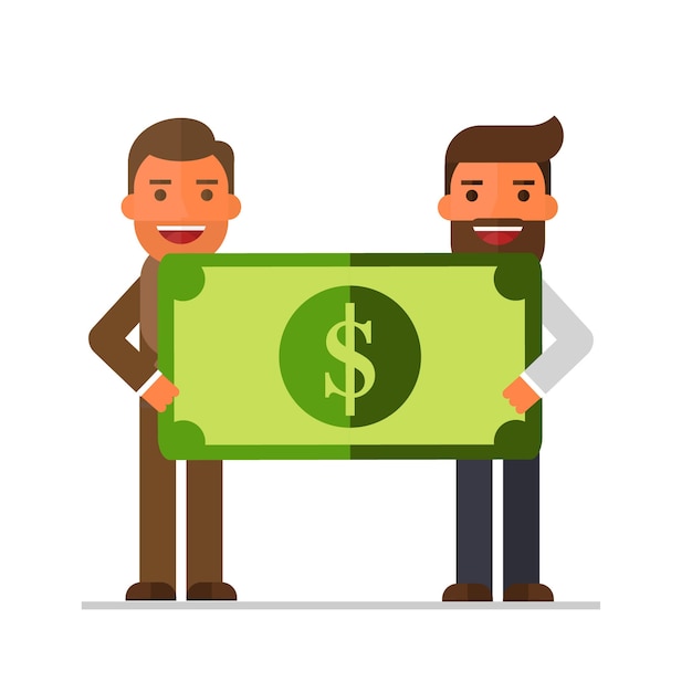 Dos hombres de negocios están tirando el dólar el uno al otro