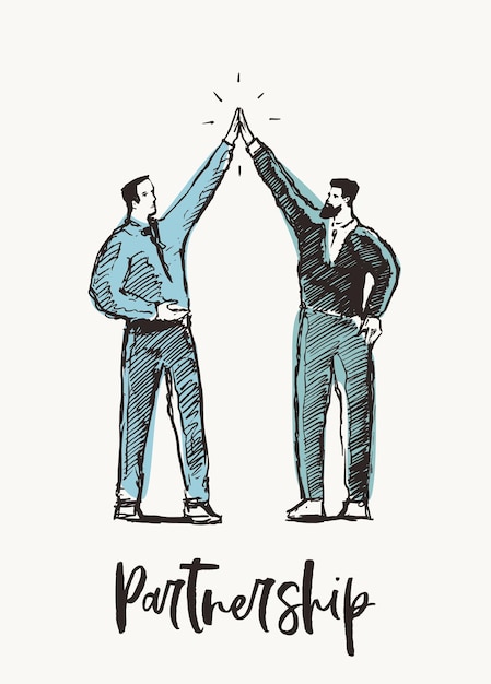 Dos hombres de negocios exitosos aplaudiendo con espíritu de asociación